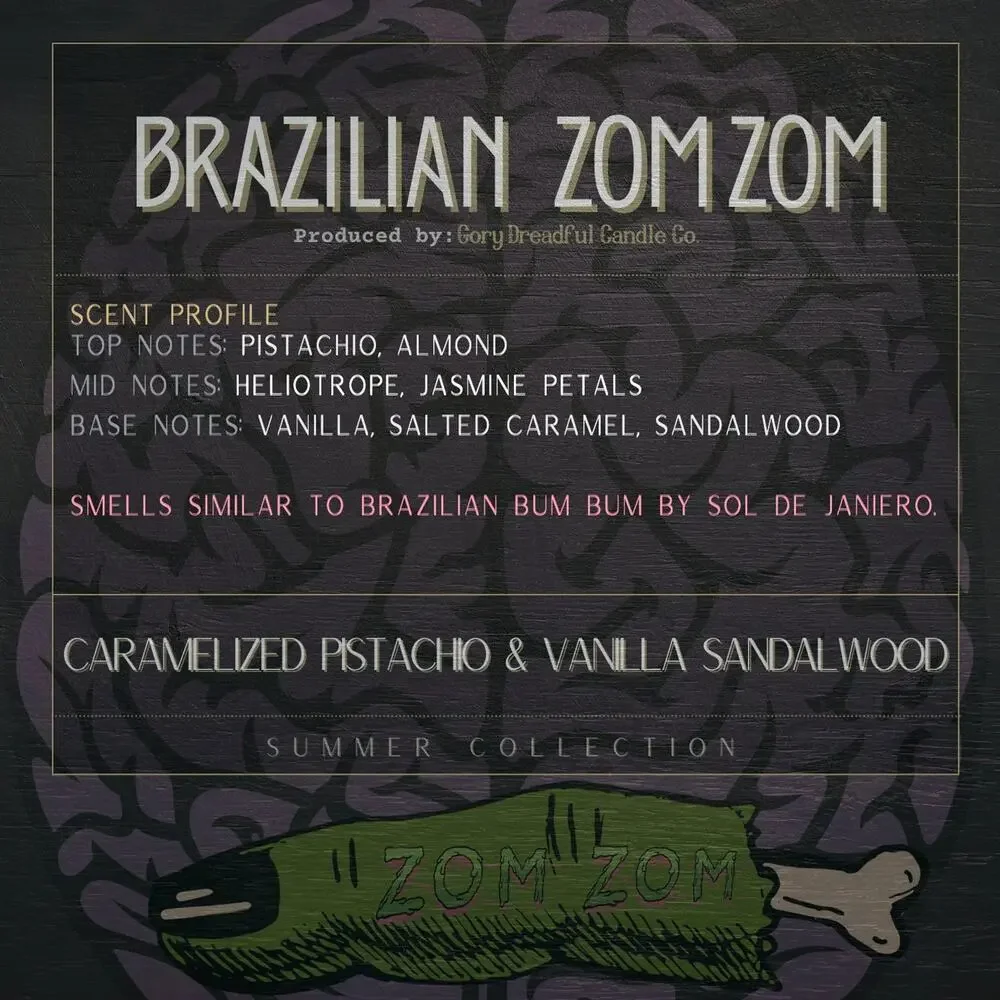 Brazilian Zom Zom Wickless Candle: Caramel Pistachio Vanilla Sandalwood Scent